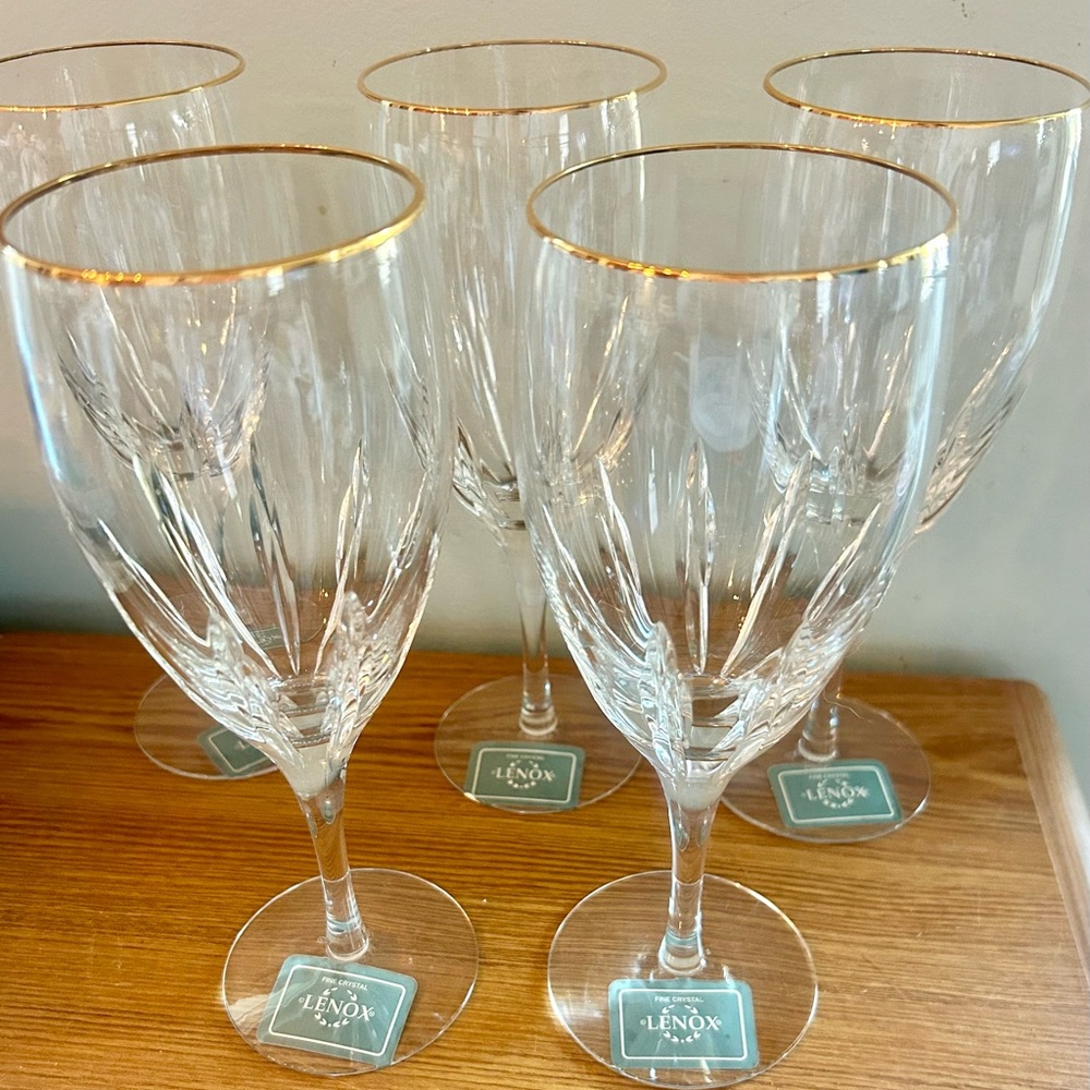 Lenox Firelight Crystal Wine Glasses with Gold Trim